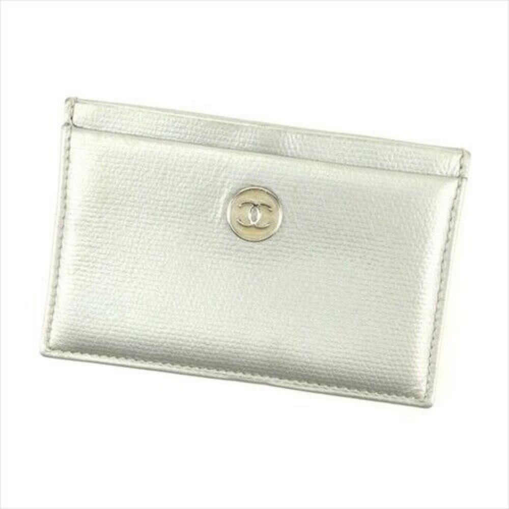 Chanel ID Wallet Coco Button Silver leather Woman unisex Authentic Used C3538
